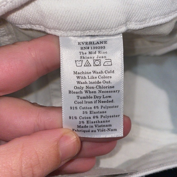Everlane The Mid Rise Skinny Ankle Jeans in White SZ 26 VGUC - Picture 4 of 4